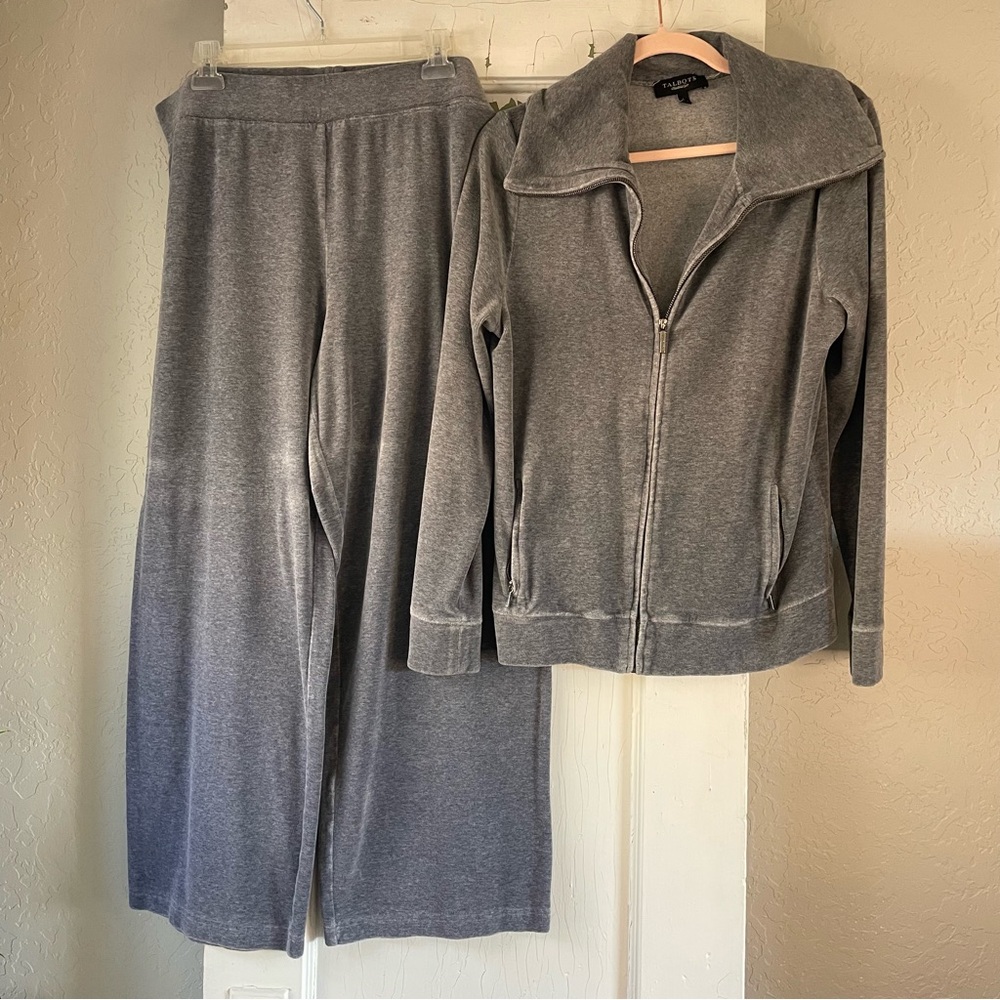 Talbots‎ Gray Lounge Set Women’s Large Jacket XL Pants Matching Cozy Athleisure